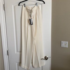 Lily Silk 2 pairs Elegant Cream Wide-Leg Pants